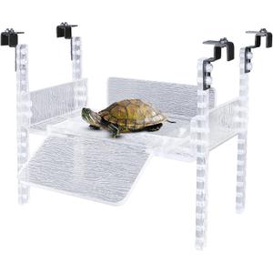 Adjustable Turtle Basking Platform, 10-13" Wide, Slip-Resistant Ramp, Acrylic, Transparent, Ideal for Turtle Tank Accessories