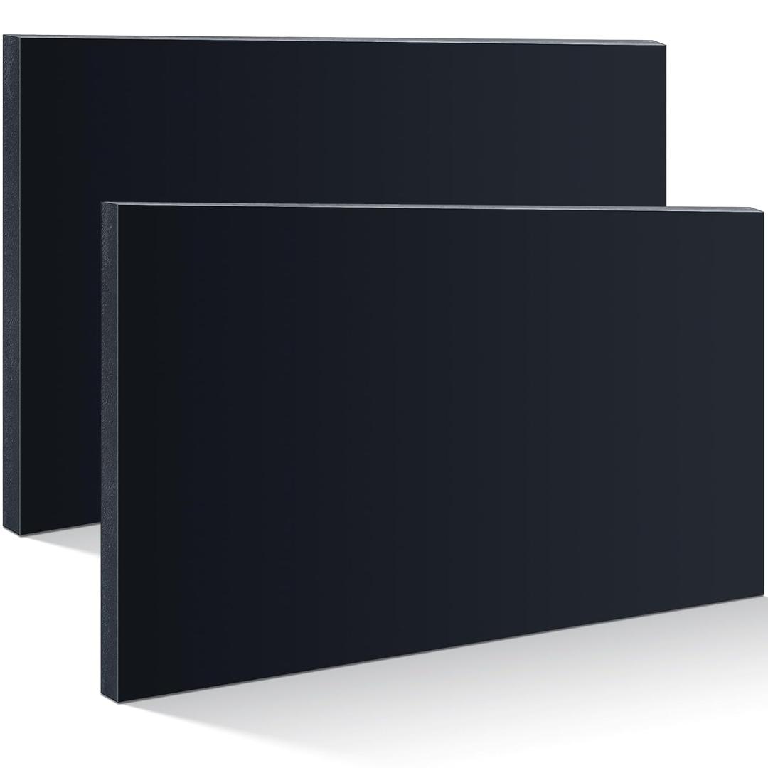 Wesiti 2 Pcs HDPE Plastic Sheets 3/4 Thick Hard HDPE Sheet Polyethylene Sheet, High Density Polyethylene Board for Crafts Flat Panel DIY Materials for Home Decor Handicrafts (Black, 12 x 24 Inch)