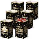 Tinlade 6 Pack 2026 Black and Gold Graduation Decoration 13 Gallon Disposable Trash Cans for Parties Class of 2026 Garbage Pop up Trash Can Home Recycle Bins Large Foldable for Graduation Party