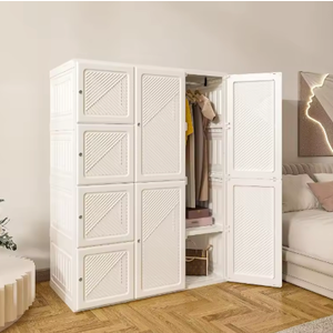 ANTBOX Portable Wardrobe Closet Storage Organizer for Clothes,Transparent Door Panels,Suitable for Living Room, Bedroom,Plastic Wardrobe with Magnetic Door and Easy Assembly 12 Cubes