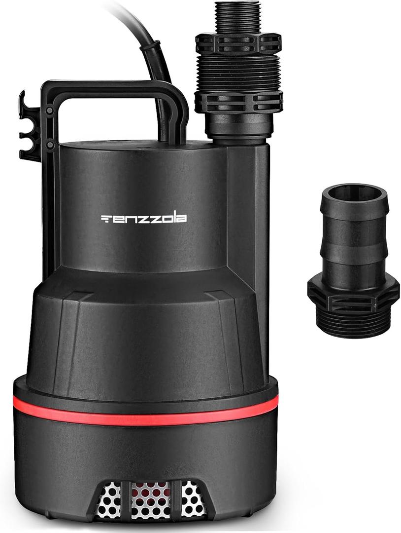 Sump Pump Submersible Utility Water Pump Thermoplastic Portable Electric Water Removal Transfer Pump with 16.4FT Cord for Swimming Pool Basement Garden Pond Tubs Draining, 1/4 HP