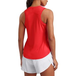 CRZ YOGA Lightweight Workout Tank Tops for Women - Athletic Running Sleeveless Shirts Racerback High Neck T-Shirt (X-Small, Deep Red)