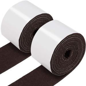 Shappy 2 Packs 120 x 2 x 0.12 Inch Felt Strips with Adhesive Backing Felt Tape Roll Non Slip Self Adhesive Cuttable Furniture Pads for Protecting Hardwood Floors, Chairs, Wall(Dark Brown)