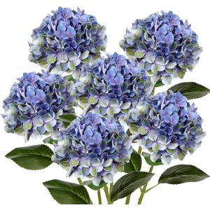 Artificial Blue Hydrangeas Tall Artificial Hydrangea Stems 26" Faux Hydrangea Silk Flowers Fake Hydrangea Resuable for Party,Home,Office Decor, Artificial Flower Perfect for Wedding Decor Gift 6PCS