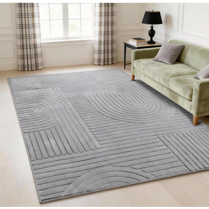 MATIIUI 5x7 Geometric Grey Solid Color Area Rug – Washable Living Room Rug, Durable Non Slip Indoor Carpet with Soft HighLow Pile, Fluffy Floor Rugs for Bedroom, Kids Room, Nursery, Playroom