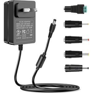 Gonine 24V 1.5A DC Power Supply Cord Compatible for 24Vdc LED Light Strip Essential Oil Diffuser, AC 100-240V to DC 24 Volt 1.5A 1A 0.5A Power Adapter UL Certificate, (Not Battery Charger).