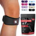 Sleeve Stars Swedish Brand Patellar Tendon Support Strap for Women & Men Effective Osgood Schlatter Knee Brace Youth & Kids Knee Brace with 3 Adjustable Length fits 7"-15" (Single/Black/Kids)