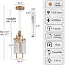 Modern Gold Pendant Light Fixtures for Kitchen Island and Dining Room, Industrial Small Hanging Crystal Chandelier Light Fixture for Bedroom Entryway Living Room Foyer Hallway 1-Pack