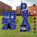 Graduation Yard Signs Class of 2026 Blue Graduation Decorations - 4 PCS Large Size Waterproof Glittering Congrats Grad Outdoor Lawn Decor with Stakes - High School College Graduations Party Supplies