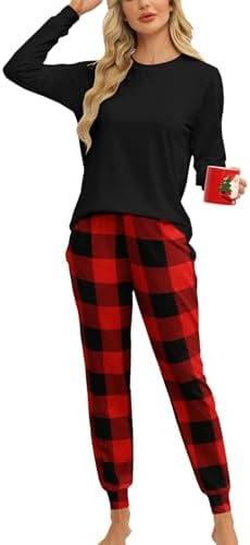 KFUBUO Women's Pajama Sets Long Sleeve Sleepwear and Jogger 2 Piece Lounge Set, 2XL