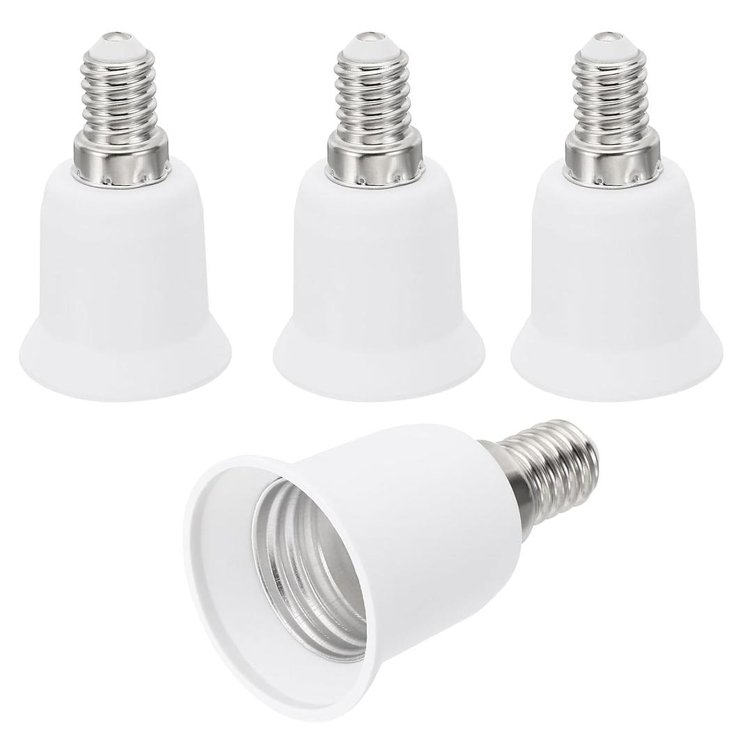 PATIKIL E14 to E26/E27 Light Socket Adapter, 4pcs Lamp Holder Convert Screw Base Converter for Halogen CFL Light Bulb, White