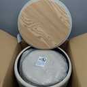 Faux Leather Round Ottoman with Storage 12.6" W x 14.17" H & 14.76" W x 17.32" H Set of 2, Small Boucle Coffee Table Footstool with Removable Lid for Living Room, Bedroom, Beige