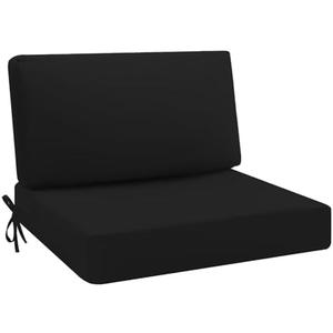 idee-home Outdoor Cushions for Patio Furniture, Waterproof Deep Seat Replacement Cushions for Hampton Bay Chairs, Garden, Lawn, Backyard, Deck, 28.5 x 28.5 Inch, Black