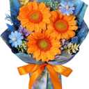 Forever Flowers for Delivery - Preserved Sunflowers Bouquet, Green Sunflowers That Last 3 Years, Eternal Flowers Bouquet, Mothers Day Gifts for Mom Grandma Wife, Anniversary Birthday Gifts for Women (Blue)