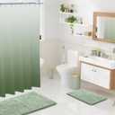 XLHOMO Sage Green Bathroom Set - 24PC Bathroom Sets with Shower Curtain and Rugs, Sage Green Bathroom Accessories Set with Press-on Lid Bathroom Trash Can, Soap Dispenser