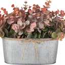 Dahey Artificial Eucalyptus Faux Plants Indoor for Farmhouse Home Decor Fake Plants in Rustic Rectangular Pots Coffee Table Centerpiece for Bathroom Laundry Living Room Greenery Decor, Orange