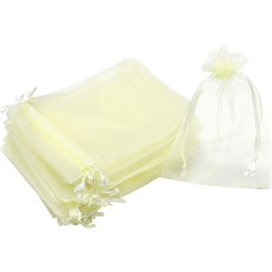 100PCS Premium Sheer Organza Bags, Beige Wedding Favor Bags with Drawstring, 3.5x4.5 Inches Jewelry Gift Bags for Party, Christmas, Festival, Candy, Bathroom Soaps, Makeup Organza Favor Bags Mothers Day Gifts