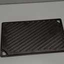 Lodge Reversible Cast Iron Grill/Griddle  9.5 x 16.75 Inch Pre-Seasoned Cooking Surface  Flat & Ribbed Sides  Use on Stove, Grill, or Campfire  Made in the USA  Heavy-Duty, Black