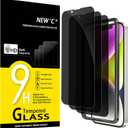 NEW'C 3 Pack Privacy for iPhone 14 Plus,iPhone 13 Pro Max Screen Protector (6.7 inches), Anti-Spy Tempered Glass Film,Case Friendly, Balanced 28-Degree Privacy Angle- Easy installation tool included