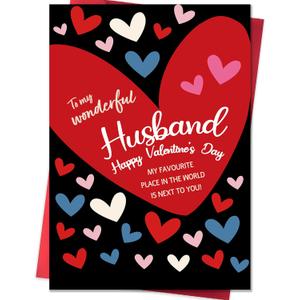 10 x IDU Valentines Day Card for Husband,Valentines Day Cards Gifts for Him,Valentines Card for Husband Men with Colorful Heart Design