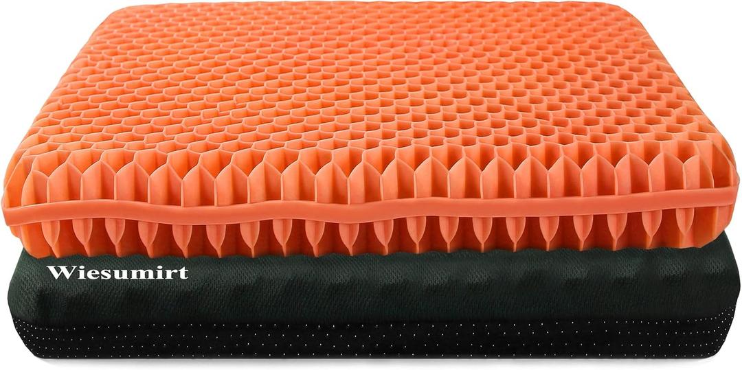 Plus Size Gel Seat Cushion for Long Sitting, Extra Large and Thick, Seat Cushion for Back, Sciatica, Hip, Tailbone Pain Relief , Used for the Office, Wheelchair, Car, Truck, Recliner, Stadium.(Orange)