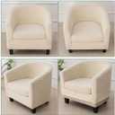 CRFATOP 2 Piece Waterproof Club Chair Slipcover Stretch Barrel Chair Covers Solid Tub Chair Slipcovers Soft Armchair Covers Removable Furniture Protector Arm Chair Cover for Living Room,Beige