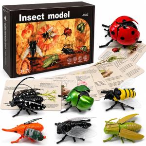 7PCS Wind-Up Insect Toys Set with Educational Fact Cards – Realistic Crawling Bug Toys for Kids, STEM Science Learning Toy, Fun Preschool Gift for Boys & Girls