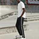 Zylioo Men's Tall Track Pants, Extra Long Sweatpants for Tall Men with Side Stripes and Pockets (Black)