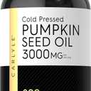 Carlyle Pumpkin Seed Oil Capsules | 3000mg | 200 Softgels | Essential Fatty Acids | Cold Pressed Dietary Supplement | Non-GMO and Gluten Free Formula (200 Count (Pack of 1))