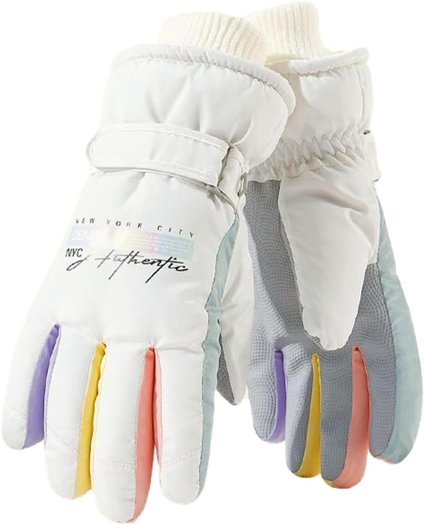 KEYDUACU Winter Ski Snow Gloves for Men, Women, Waterproof Touchscreen Windproof Cold Weather Hand Warming Winter Work Snowboard Gloves for Skiing Running and Cycling (beige)