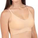 Seamless Padded Bralette - Wireless Full Coverage Bra, Adjustable Straps, V-Neck Comfort for Everyday Wear (L)