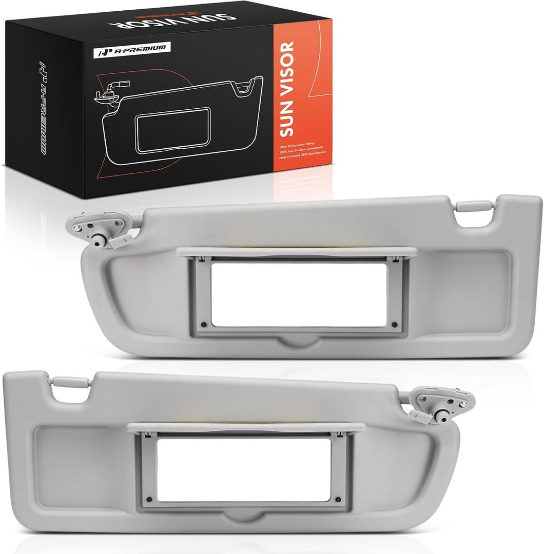 A-Premium Driver & Passenger Side Sun Visor Compatible with Honda Civic | for Civic 2006-2011, Light Gray Color, with Mirror, Replaces 83280SNAA01ZC, 83230SNAA01ZC, Easy Installation