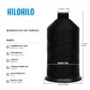 Extra Strong Bonded Nylon Thread #69 Tex70 – 16 OZ, 6000yds, Versatile Stitching Solution for Leather, Upholstery, Canvas Repair and More (Black)