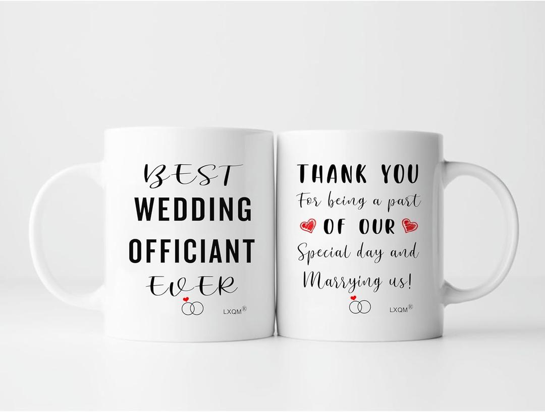 Best Wedding Officiant Ever Mug, Bride Groom Thank You Gifts for Women Men, Officiant Appreciation Present for Wedding Day from Couple, 11oz Ceramic Mug (white)