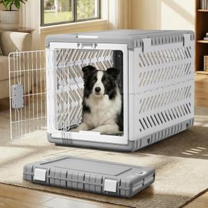 Collapsible Dog Crate for Large/Medium Dogs - 36" L Foldable Dog Cage No-Tool Assembly, Travel Dog Crate with 2 Wheels - Easy to Carry, Space-Saving, Indoor Outdoor Use