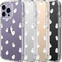 LUHOURI Designed for iPhone 14 Pro Max Case with Screen Protector - Crystal Acrylic Clear for Women and Girls - Slim Fit Protective Phone Cover 6.7" - Little Ghosts