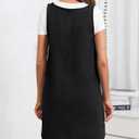 Women's Denim Dress Sleeveless Casual Crewneck Vintage Overall Dress Jean Mini Dresses with Pockets Black (Black, S)