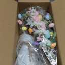 Easter Decorations: Rustic Easter Flowers Artificial Easter Eggs with Metal Pitcher Vase, Table Centerpieces Floral Arrangements, Farmhouse Spring Decorations for Home Kitchen Mantel Fireplace Decor