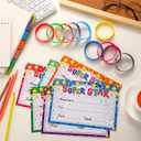 Eaasty 60 Pcs Marquee You're a Star Student Certificates Preschool Award Card Super Star Happy Birthday Wristband Award Recognition Positive Behavior of the Week Certificate for Kid(Super Star)