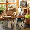 Outdoor Side Table Round Small Accent Table Wood Patio Side Table, Round, 13-inch diameter, 19.4-inch height