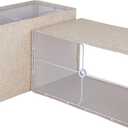 Square Lampshades Set of 2, Linen Lampshades L12.6"x W6.7" x H8.07" High, Easy Assembly Replacement Fabric Shades for Table Lamps Floor Lamps, Beige Color, Spider Fitter