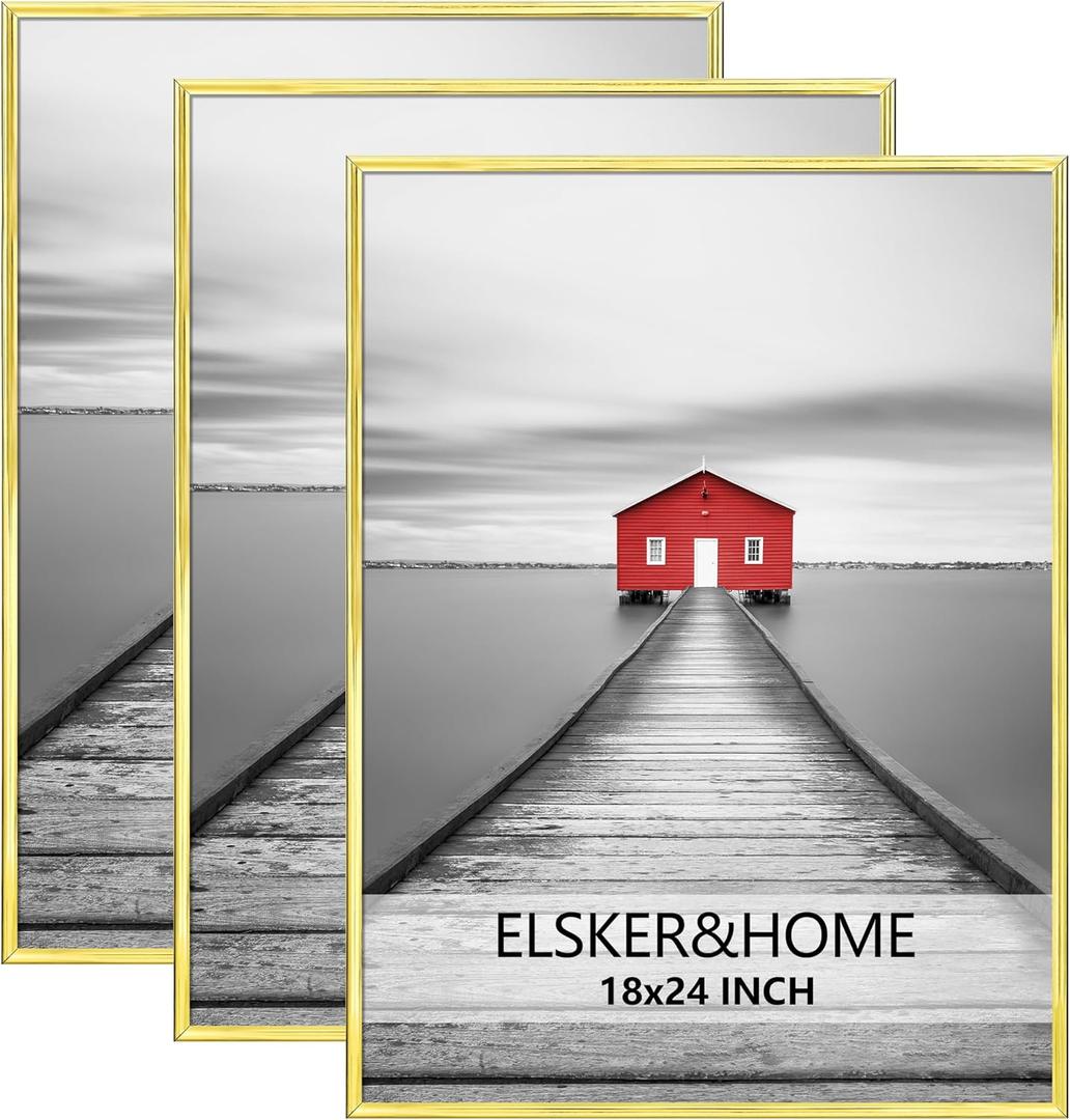 ELSKER&HOME 18x24 Poster Frame 3 Pack, Gold 18x24 Picture Frame