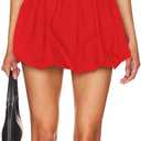 LuFeng Womens Short Sleeve Cut Out Bubble Tank Dress Mock Neck Ruffle Y2k Mini Bodycon Party Club Dresses (Small, Red)