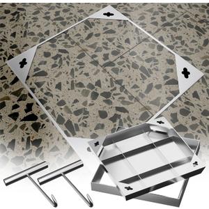 32x32 inch Stainless Steel Invisible Manhole Cover, Square Recessed Septic Tank Cover with Lifting Hook and Frame, for Pavement/Driveway