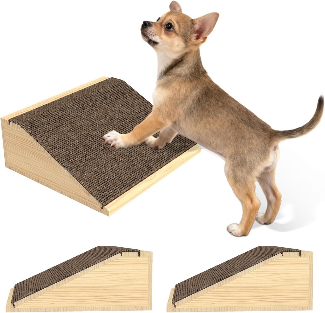 TIMHAKA Dog Stairs for Small Dogs, 3-Step Wooden Dog Ramp for Bed, Couch & Car, Non-Slip Pet Stairs for Small Old Short-Legged Puppy & Cat, Indoor Pet Steps with X-Brace Support