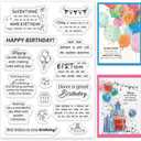 ORIGACH Happy Birthday Sentiment Words Silicone Clear Stamps for Card Making, Best Wishes Words Transparent Seal Stamps for DIY Crafting Scrapbooking Photo Album Journaling Decoration