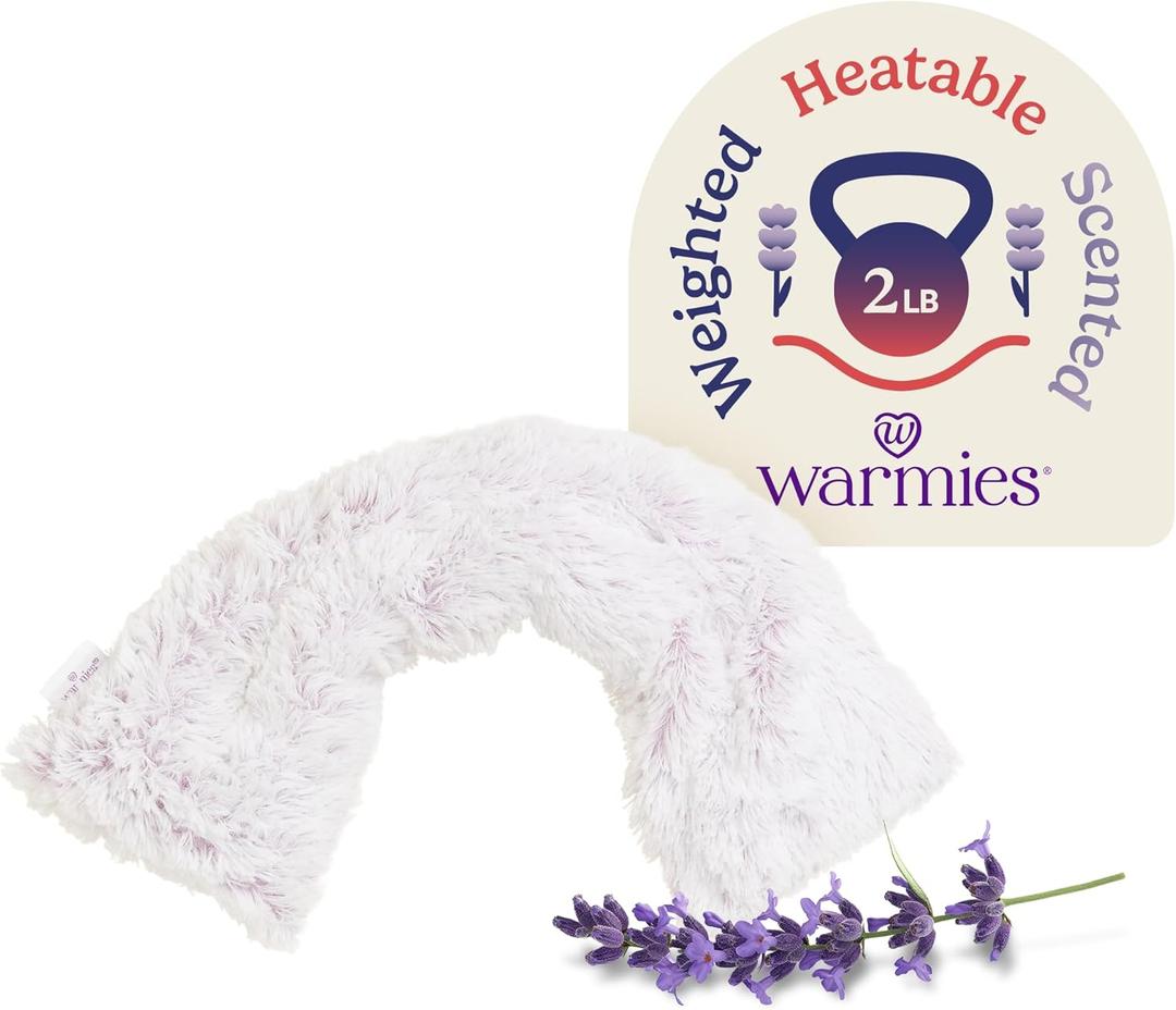 warmies Microwavable Neck & Shoulder Wrap - Heating & Cooling Plush Pad for Calming Relaxation - Weighted & Heated Neck Warmer with Scented Lavender - Microwave Heat Pad for Aches & Pain - Lavender (Marshmallow Purple)