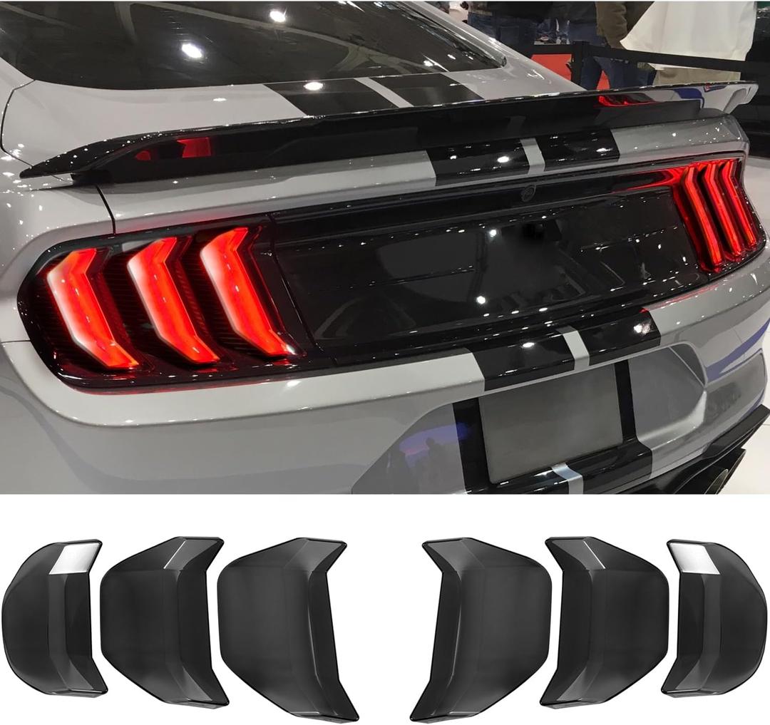 Danti Tail Light Cover for Ford Mustang 2018 2019 2020 2021 2022 2023 Taillight Guard Trim Frame Bezels Accessories 6pcs (Smoked Black)