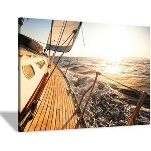 Hardy Gallery sailboat wall art coastal pictures: sunset wall decor sailing artwork nautical ocean print in canvas painting for beach room 45" x 30"