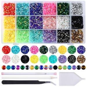 10588Pcs 5mm Jelly Rhinestones Kit- Resin Mixed Color Rhinestones for Nail Clothes Shoes Tumblers Decoration Flat Back Round